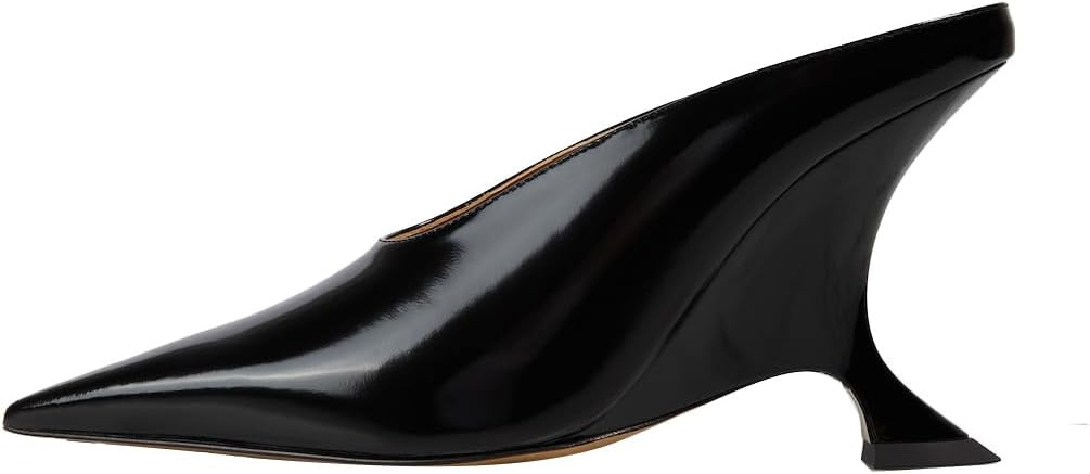 Arqa Metallic Leather Heeled Mules for Women Pointed Toe Wedge Heel Slide Sandals Slip-on Mule He... | Amazon (US)