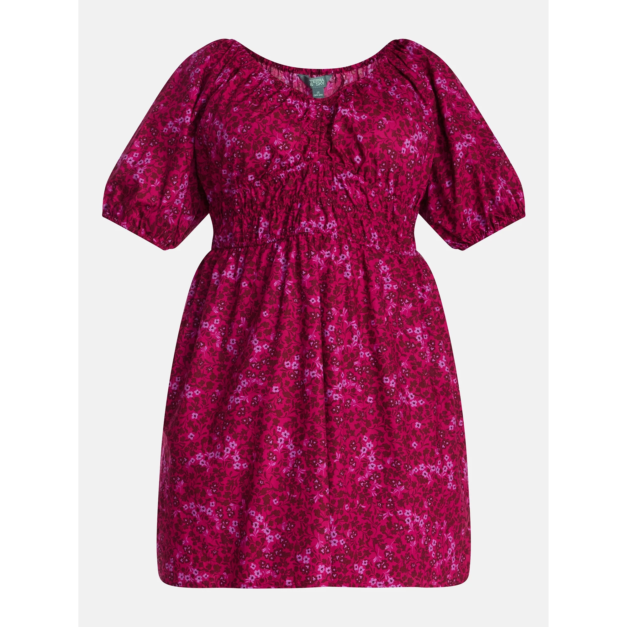 Terra and Sky Women's Plus Mini Cinched Waist Dress, Sizes 0X -5X | Walmart (US)