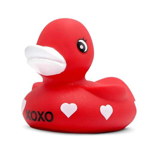 4E's Novelty 3" Valentines Rubber Duck - Large Red XOXO Sweetheart Rubber Ducky for Valentines Day Decoration, Idea, Duck for Jeep Ducking, or Bath Toy, Cake Topper | Amazon (US)