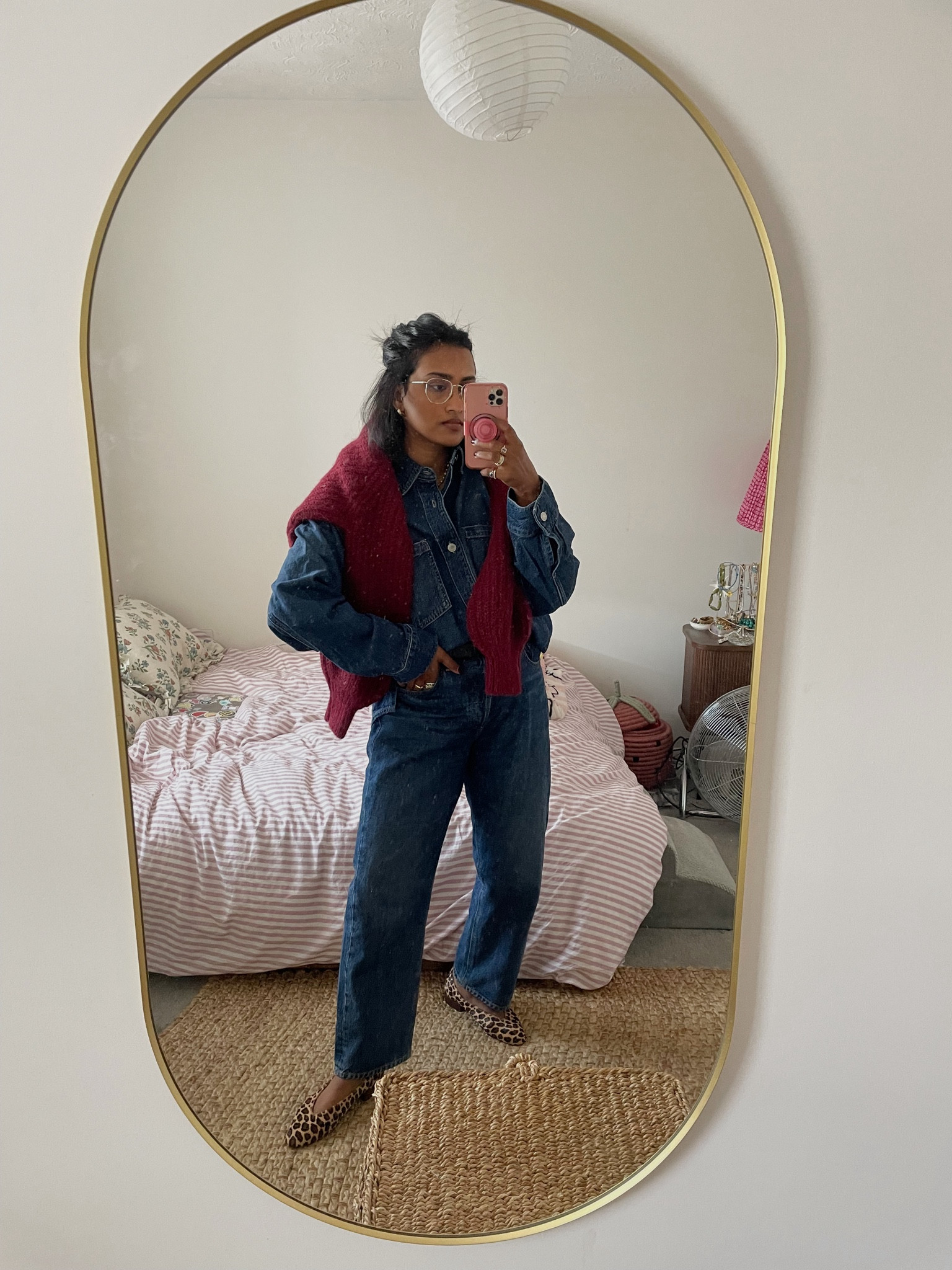 Autumn outfit 
Double denim 
Leopard shoes 

#LTKautumn