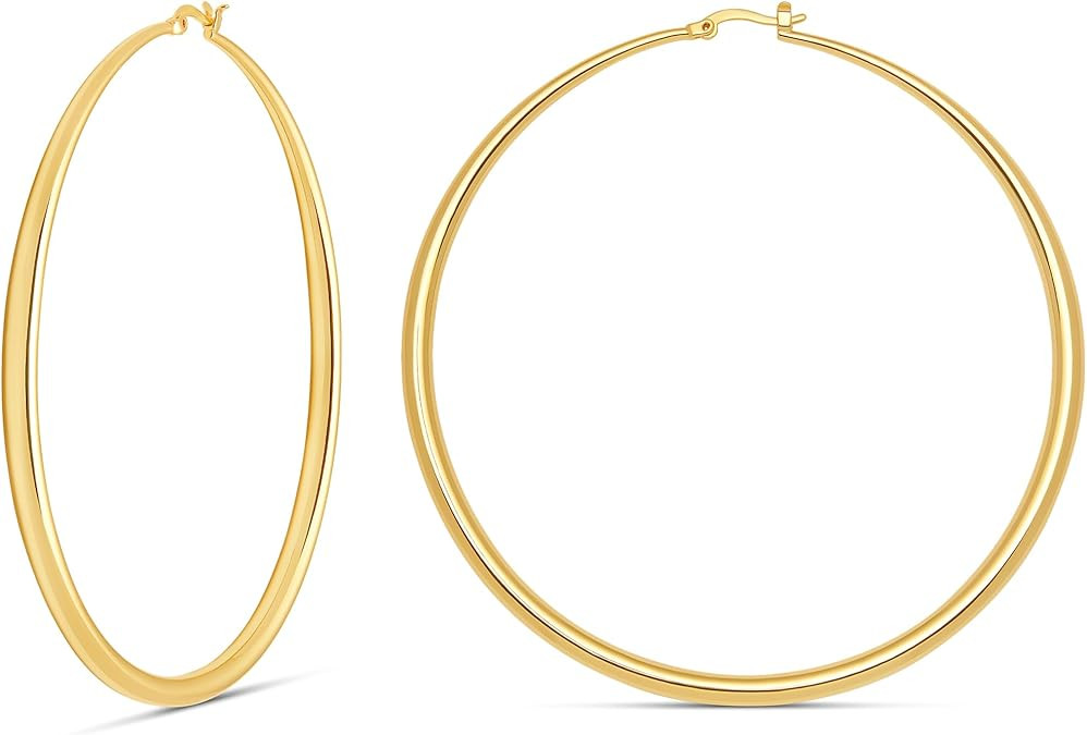 MILLA 14K Gold Hoop Earrings For Women, Silver Hoop Earrings & Rose Gold Earrings with Graduated ... | Amazon (US)