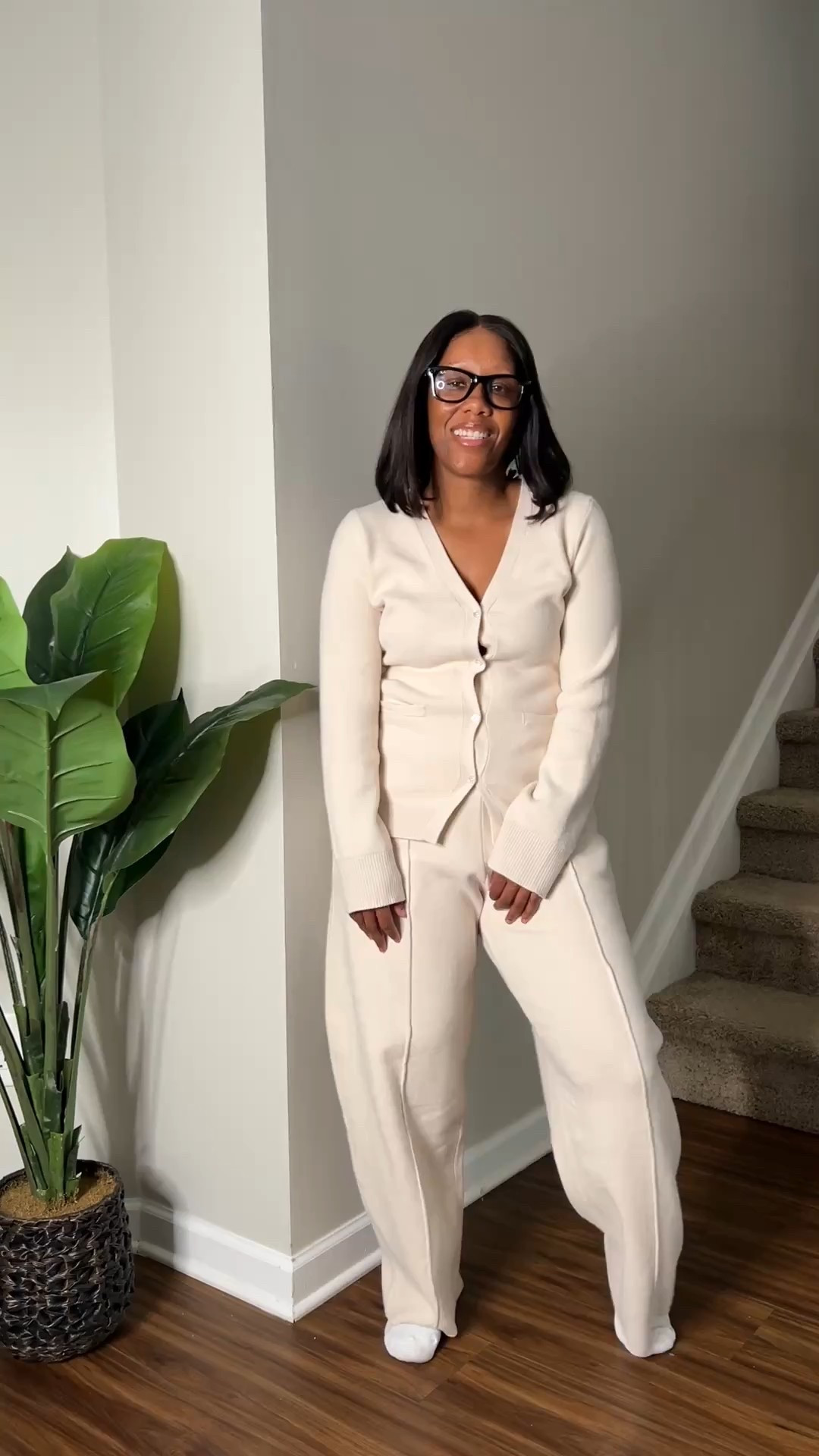 Valentine Day outfit idea. I’m wearing this sweater cardigan with the matching sweater barrel leg pants 

#LTKOver40 #LTKValentine #LTKPetite