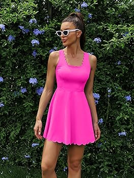 ATTRACO Women Tennis Dress with Shorts Workout Golf Skirts with Pockets Athletic Dresses | Amazon (US)