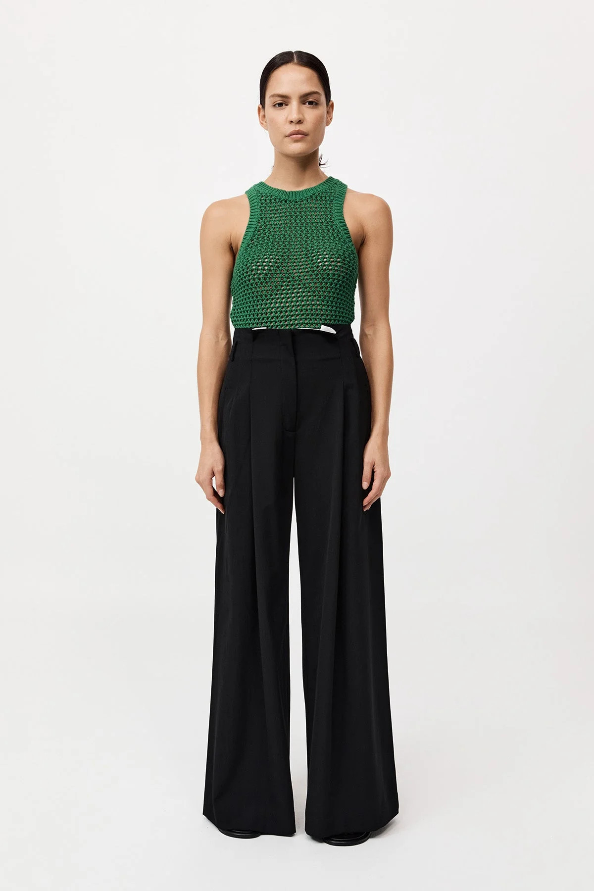 Cotton Paperbag Waist Trousers - Black | St. Agni (US, UK, EU)