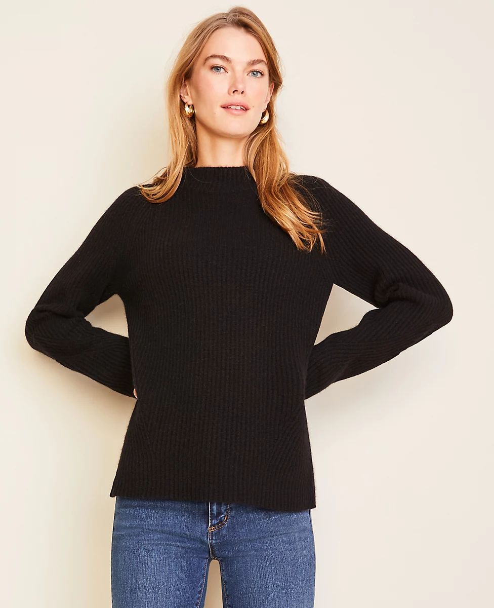 Cashmere Ribbed Mock Neck Sweater | Ann Taylor | Ann Taylor (US)