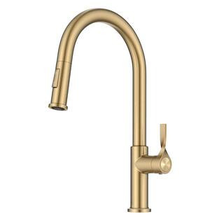 Torak 2-Function Spot Free Brushed Brass 16.75 in. H Pull Down Kitchen Faucet with 360° Spout Sw... | The Home Depot