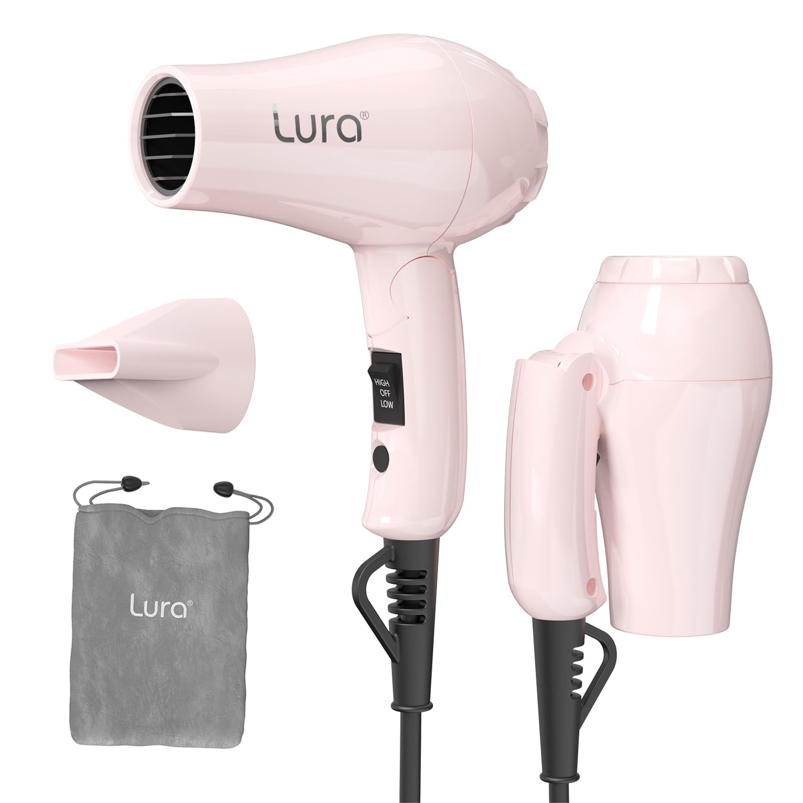 LURA Smart Dual Voltage HairDryer: Mini Travel Hair Dryer for Women,1200w Small Portable Blow Dry... | Amazon (US)