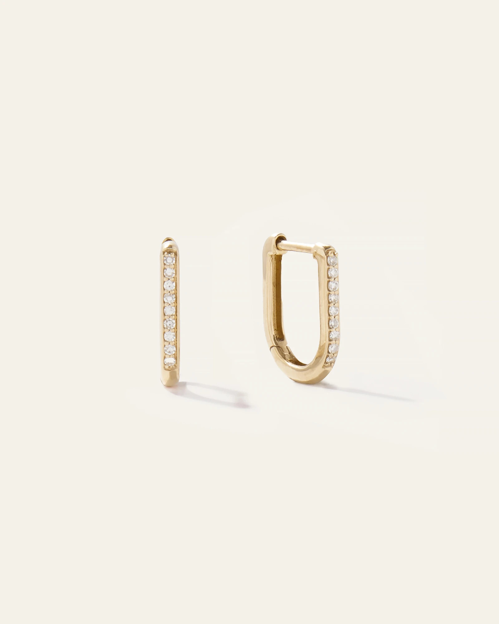 Quince | Women's 14K Gold Pave Diamond U Huggie Hoop Earrings in Yellow Gold | Quince