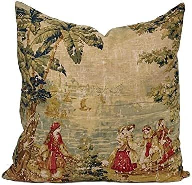 Amazon.com: WengBeauty Cotton Linen Bosporus Vintage Toile Throw Pillow Cover, Cushion Cover, Antiqu | Amazon (US)