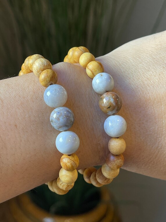 Peruvian Palo Santo and Ocean Jasper Gemstone Bracelet | Etsy | Etsy (US)