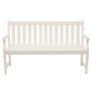 Decor Therapy Henley 57 in. 3-Seat White Wood Outdoor Bench-FR8587 - The Home Depot | The Home Depot