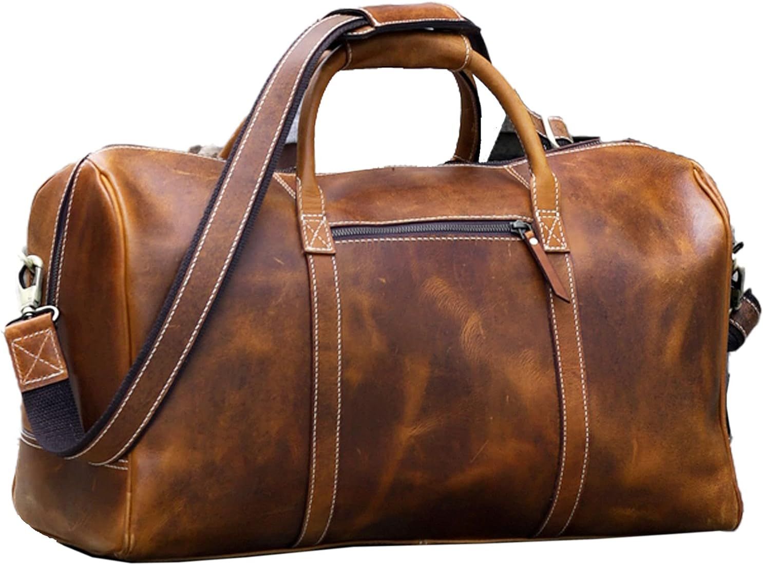 KomalC Leather Duffel Bags for Men and Women Full Grain Leather Travel Overnight Weekend Leather ... | Amazon (US)