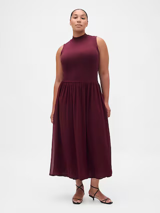 Modern Mockneck Mixed Media Maxi Dress | Gap (US)