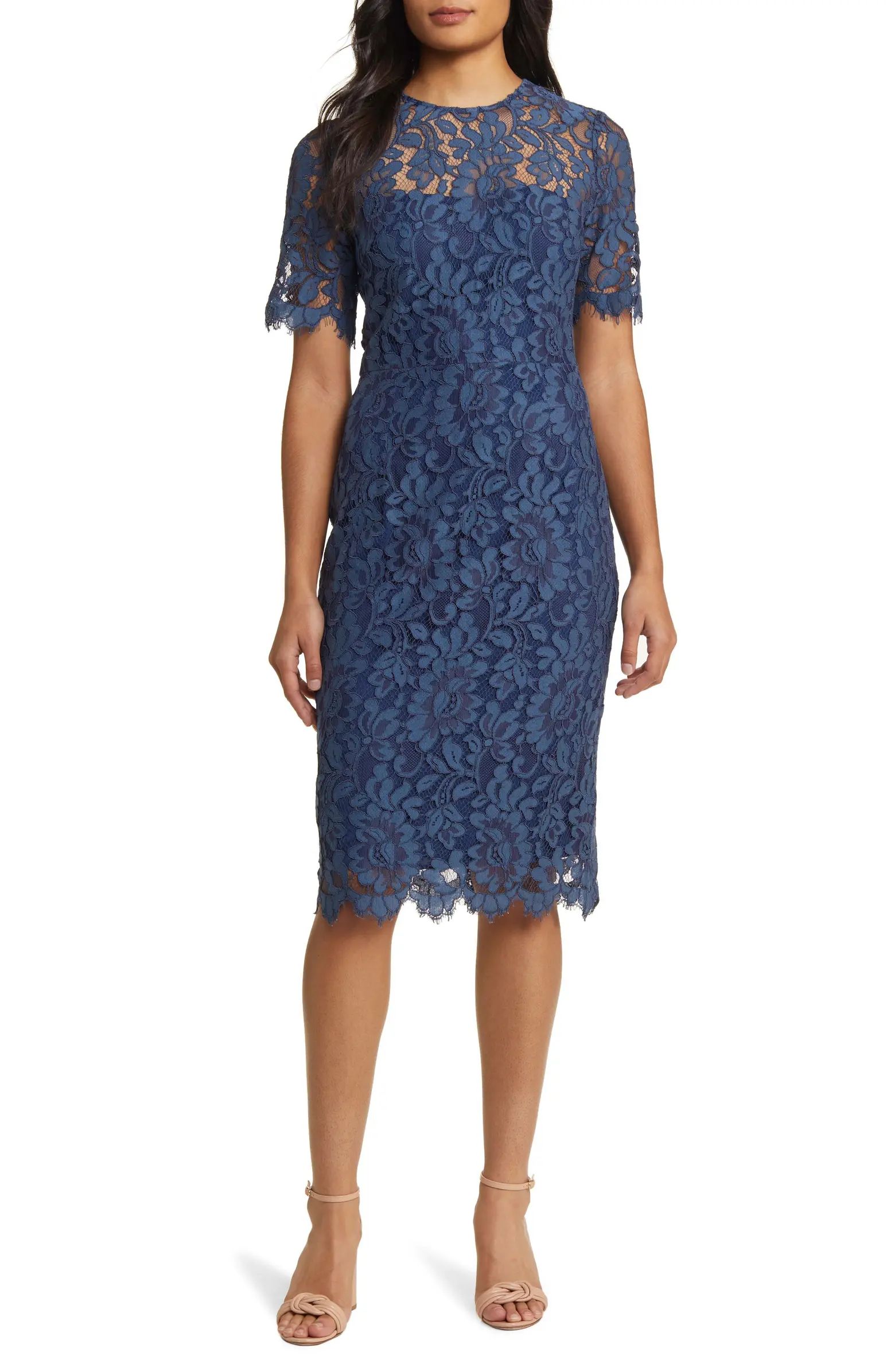 Embroidered Lace Overlay Cocktail Dress | Nordstrom