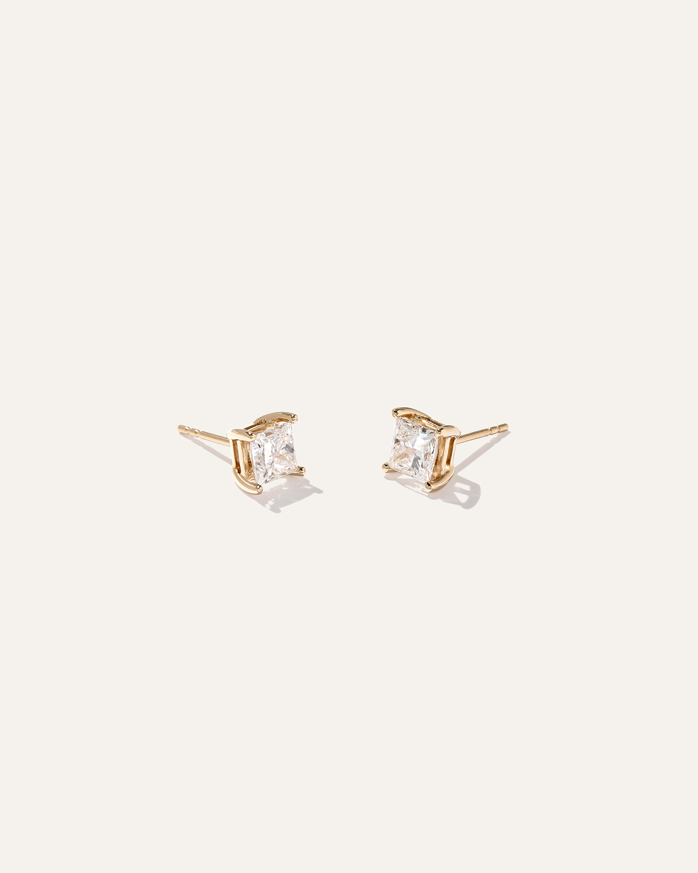 Quince | Women's 14K Gold Lab Grown Diamond Princess Solitaire Studs in Yellow Gold | Quince