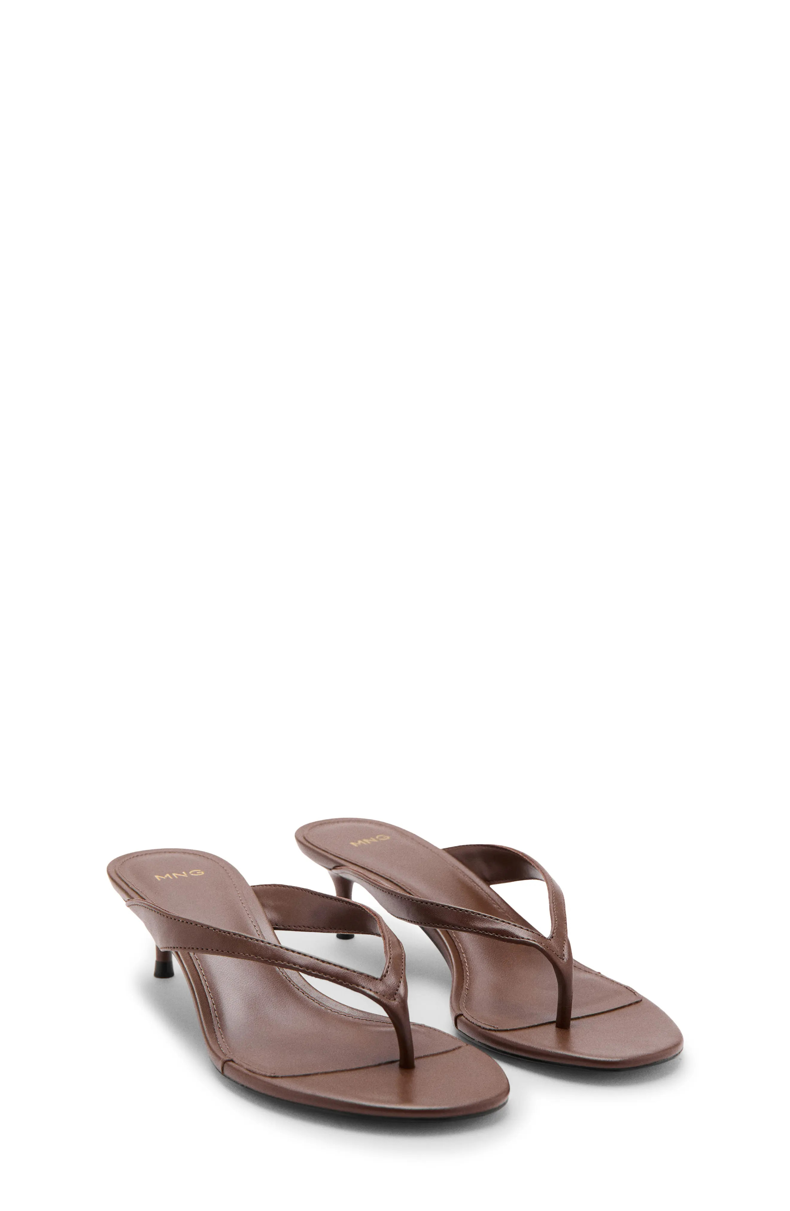 MANGO Kitten Heel Thong Sandal in Chocolate at Nordstrom, Size 40 | Nordstrom
