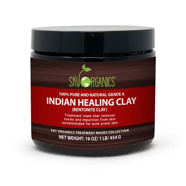 Indian Healing Clay By Sky Organics 16oz -100% Pure & Natural Bentonite Clay-Therapeutic Grade - ... | Walmart (US)