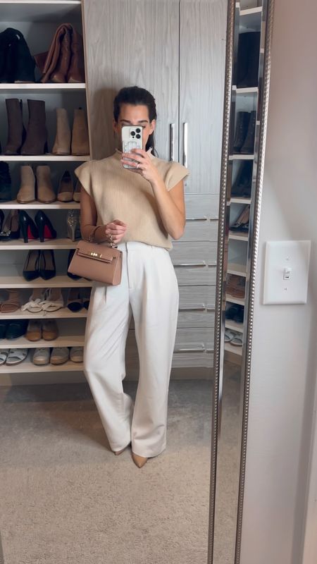 White cream Abercrombie pants for work - wearing a 26R / interview outfit / business casual 

Spanx discount code CELINEXSPANX 

#LTKworkwear #LTKfindsunder50 #LTKfindsunder100