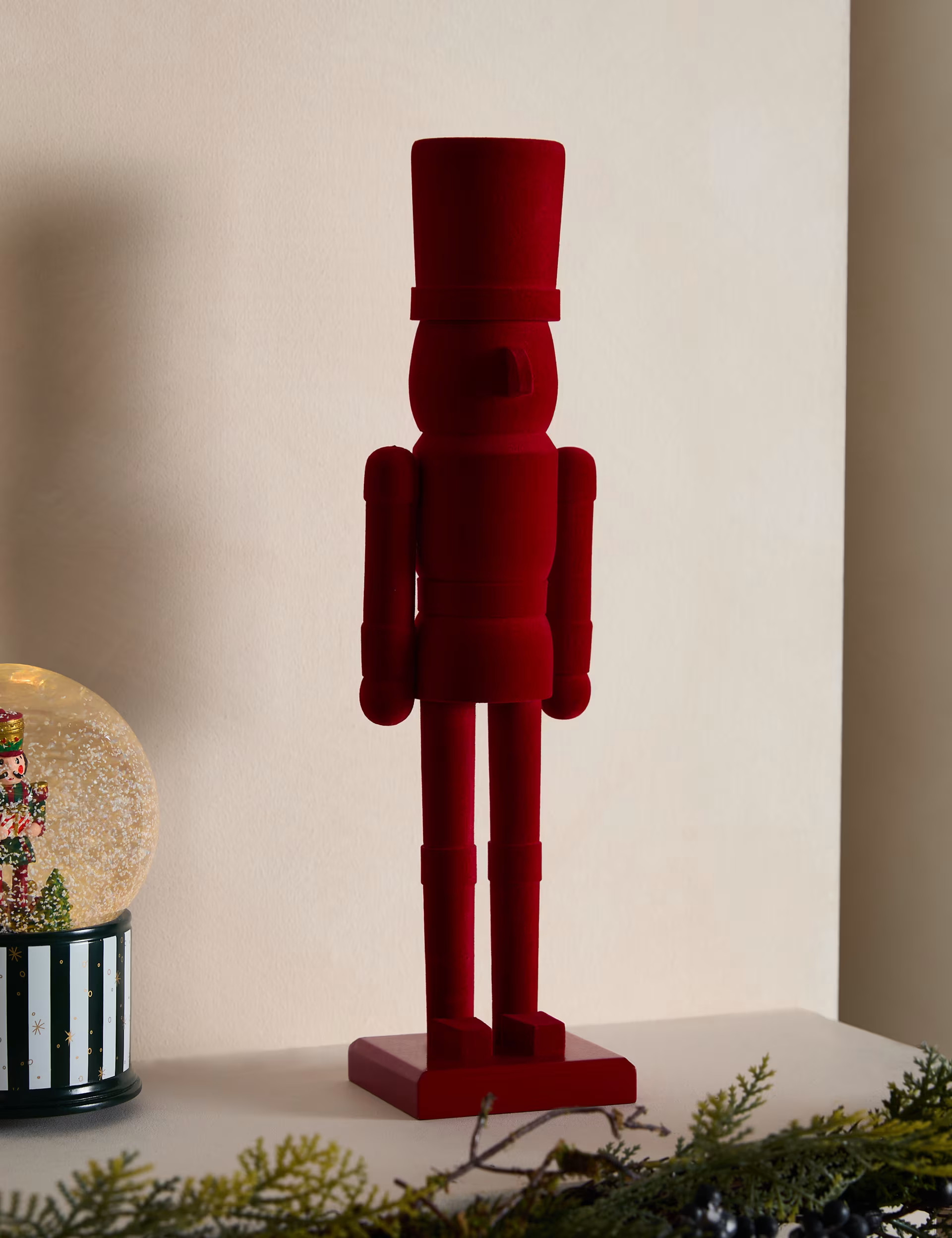 Red Flocked Wood Nutcracker Room Decoration | Marks & Spencer (UK)