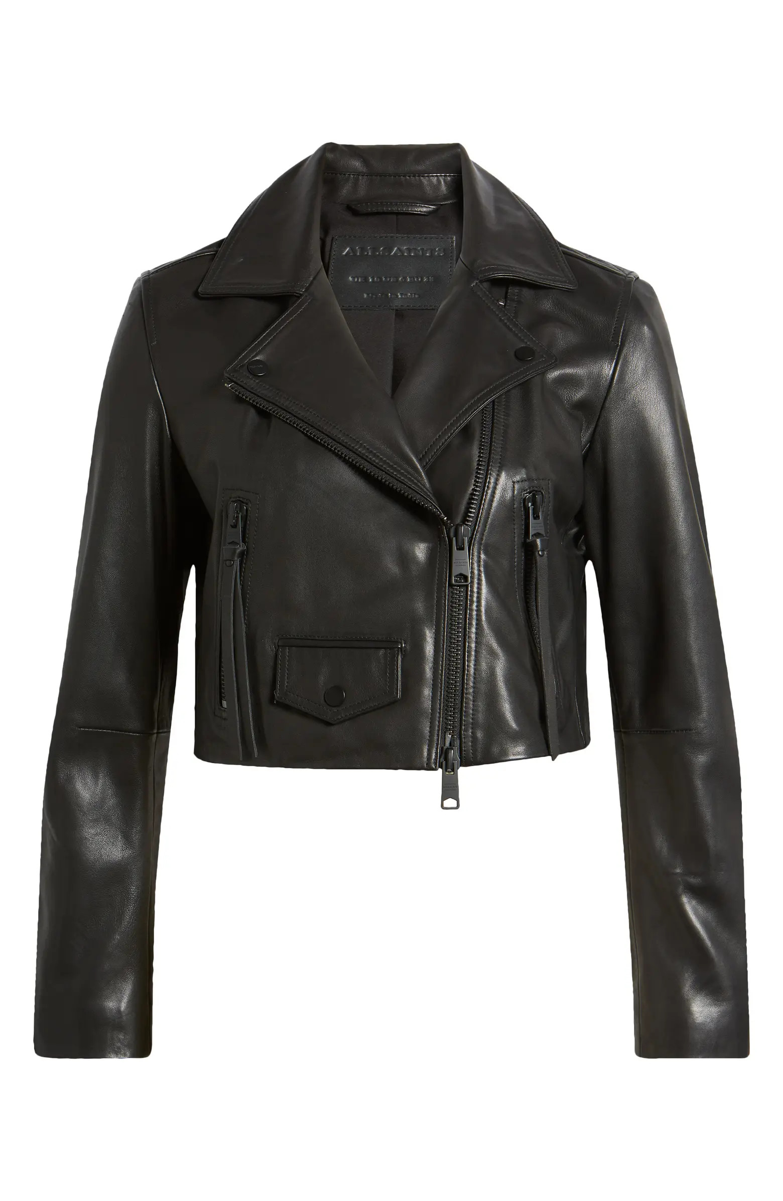 Elora Crop Leather Biker Jacket | Nordstrom