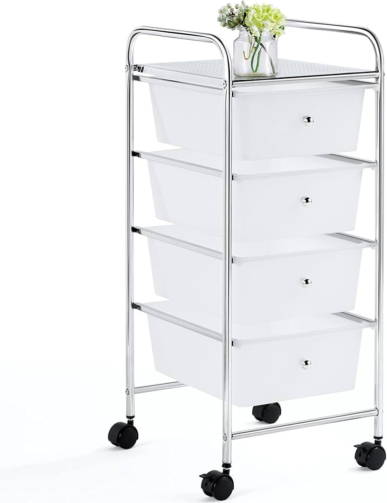 Topeakmart 4 Tier Rolling Storage Cart with Removable Drawers Plastic Trolley Organizer craft car... | Amazon (US)