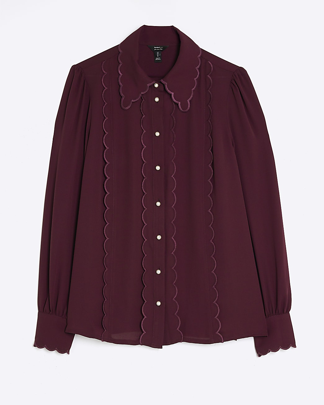 Red Scallop Trim Chiffon Shirt | River Island UK & IE