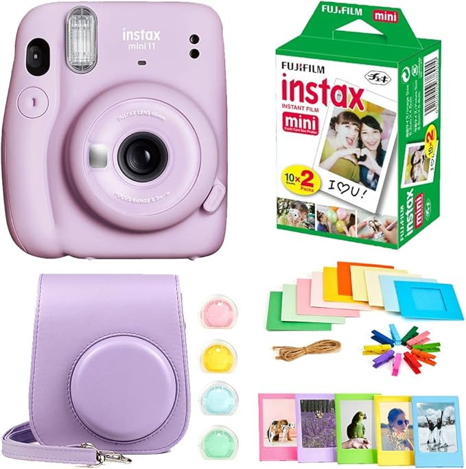 Fujifilm Instax Mini 11 Instant Camera + Instax Mini Twin Pack Film + Hanging Frames + Plastic Fr... | Amazon (US)