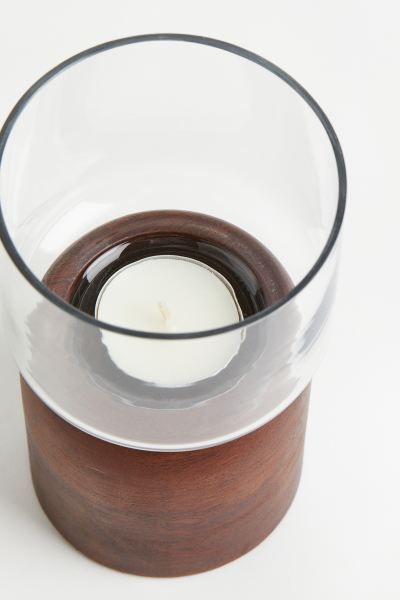 Wood & Glass Tea Light Holder | H&M (US + CA)