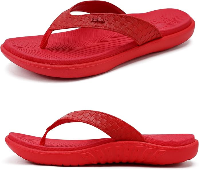 KuaiLu Womens Flip Flops Ladies Yoga Mat Comfortable Walking Thong Sandals With Plantar Fasciitis... | Amazon (US)
