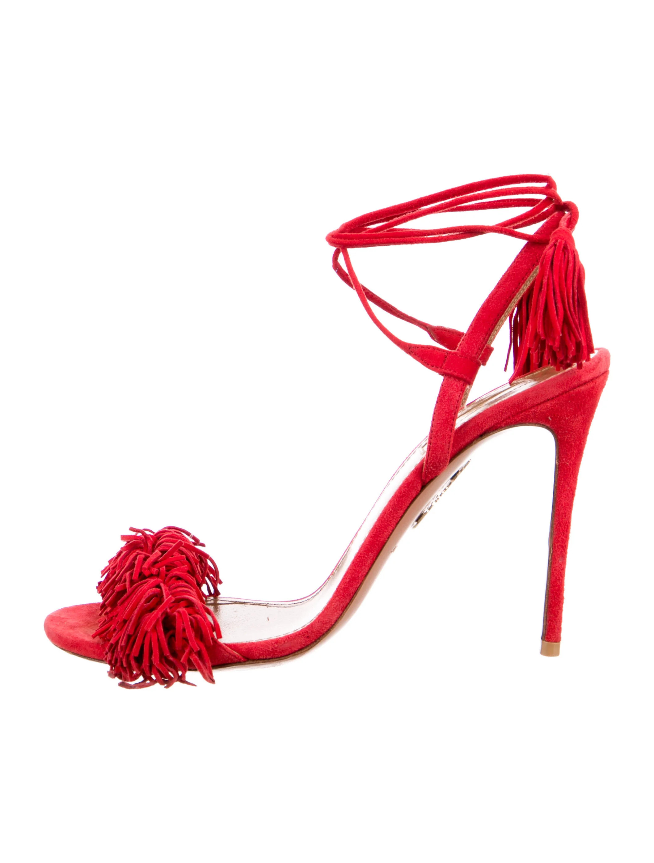 Suede Fringe Trim Accent Sandals | The RealReal