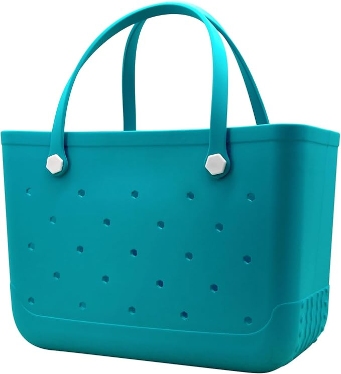 X-Large Waterproof Sandproof Rubber Beach Tote Bag with Zipper Pocket and Phone Kickstand Cup | Amazon (US)