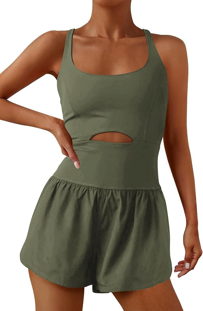 ReachMe Womens Running Onesie Workout Rompers Athletic Romper One Piece Outfits Exercise Jumpsuit... | Amazon (US)