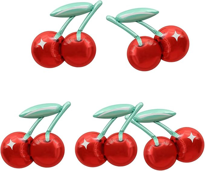 Cherry Balloons Foil Cherry Fruit Balloons 21 Inch Pack of 5 Cherry Birthday Decorations Summer F... | Amazon (US)