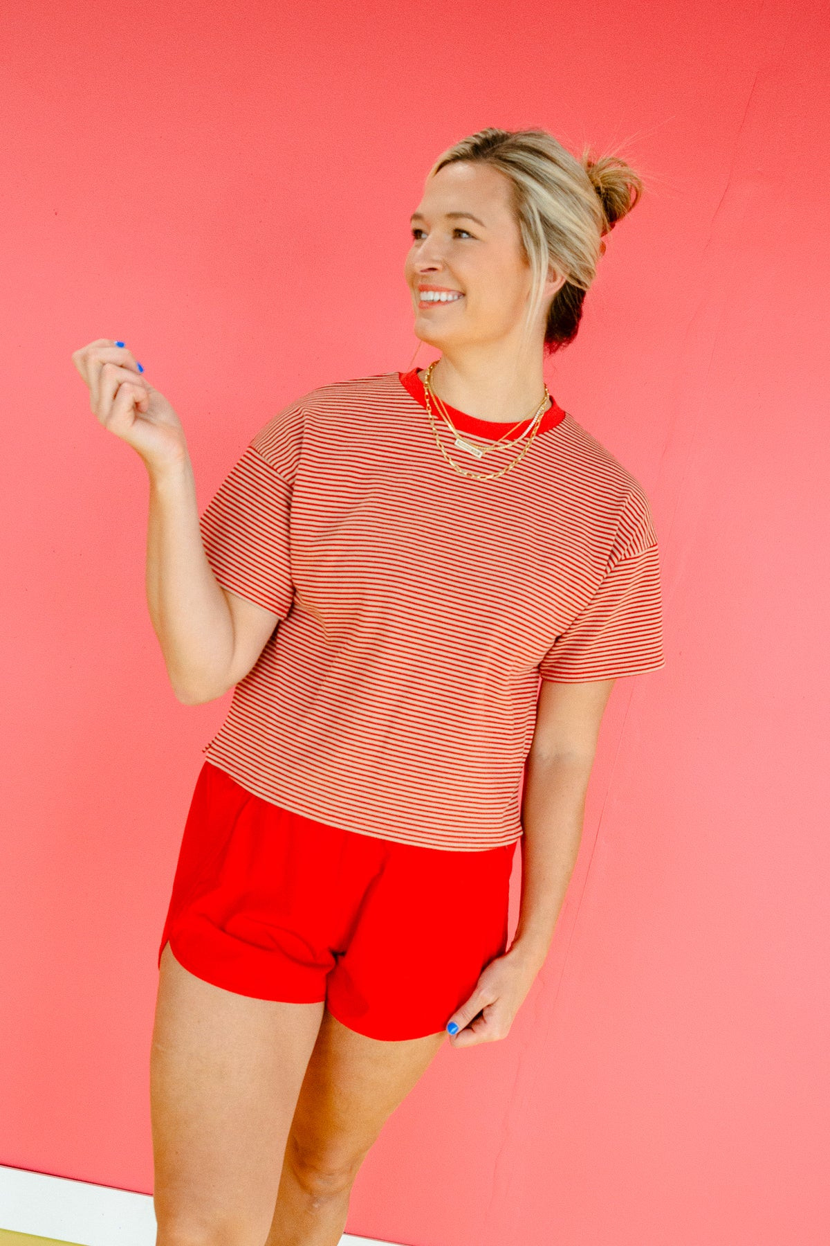 Betsy Striped Tee - Brick + Beige | MyEllement Boutique