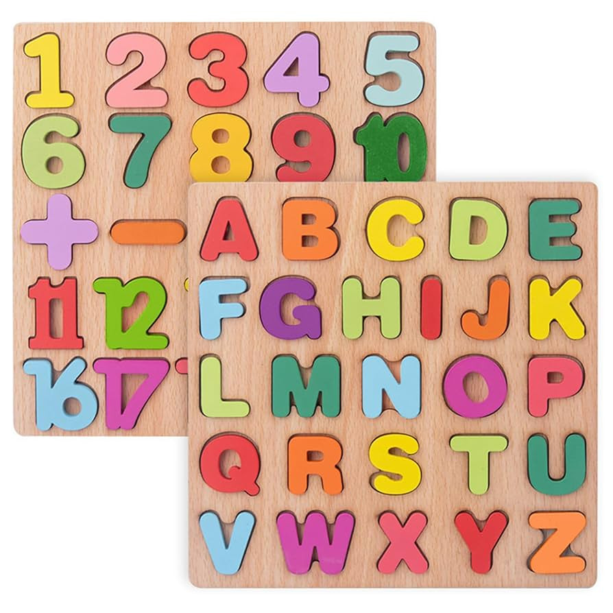 Wooden Puzzles for Toddlers, Alphabet Puzzle and Number Puzzle, Preschool Educational Learning To... | Amazon (US)