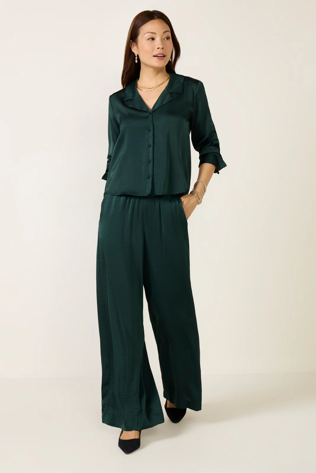 Isolde Wide Leg Satin Pant | Evereve