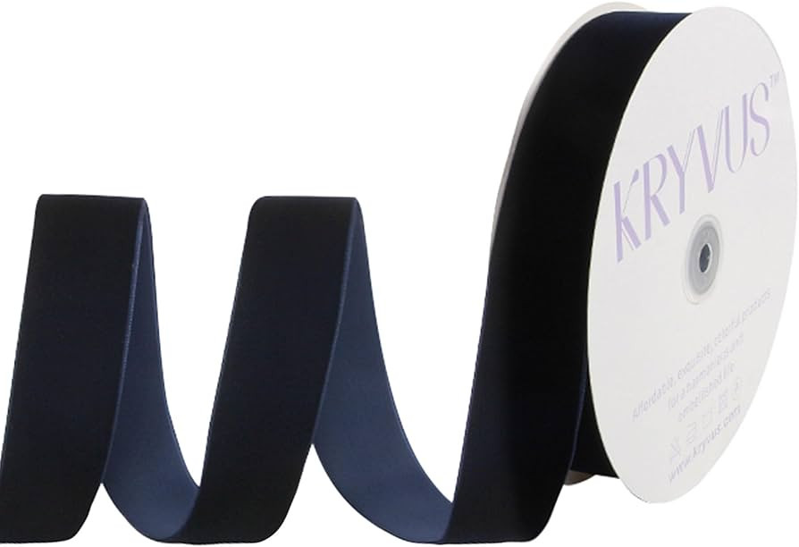 Navy Blue Velvet Ribbon 1-1/2 Inch x 25Yards, Nylon Vintage Velvet Ribbons Perfect for Christmas ... | Amazon (US)