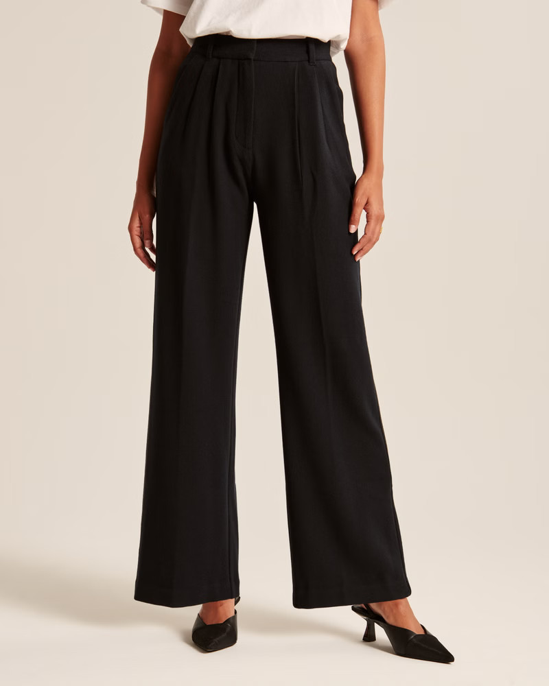 Women's A&F Sloane Brushed Suiting Tailored Pant | Women's Bottoms | Abercrombie.com | Abercrombie & Fitch (US)