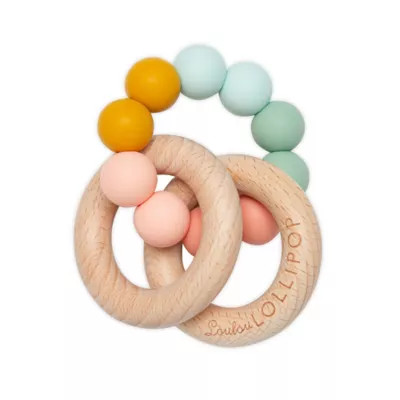 Loulou LOLLIPOP Silicone and Wood Bubble Teething Ring in Rainbow | Bed Bath & Beyond