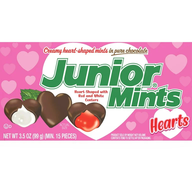 Junior Mints, Valentine Chocolate Covered Mint Candy, 3.5 oz Theater Box. Peanut Free, Gluten Fre... | Walmart (US)