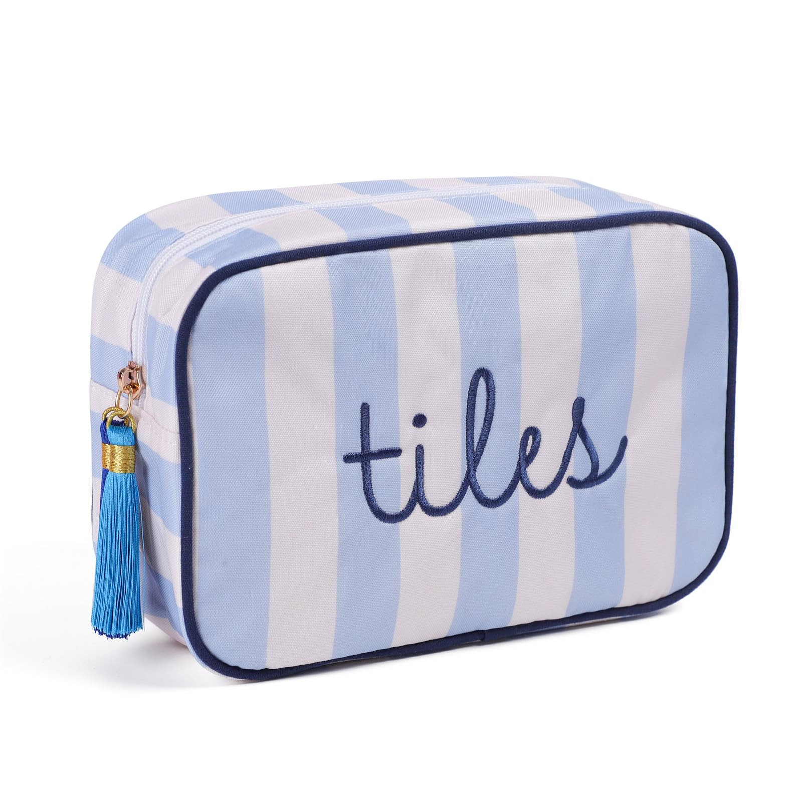 Mahjong Tile Bag - Blue & White Striped Embroidered Case for 166 American Mahjong Tiles (1.2"), P... | Amazon (US)