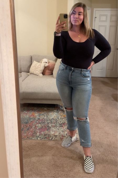 Found a bodysuit similar to Skims on Amazon and it’s soo good! 🔥 Super soft and sucks you in. Really comfortable and stretchy and not sheer either. Wearing a medium for reference. My Loopy code is ‘ashleymorganstyle’ for $$ off #amazonfinds #bodysuit #fallfashion #fallstyle #falloutfit #staplepiece #curvystyle #midsizestyle #momjeans

#LTKmidsize #LTKfindsunder50