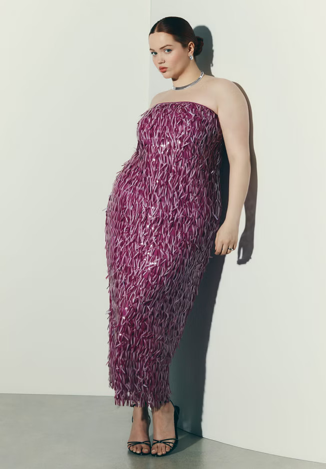 Strapless Paillette Dress | Eloquii