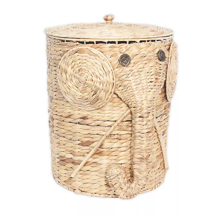 Taylor Madison Designs® Water Hyacinth Elephant Hamper in Natural | Bed Bath & Beyond