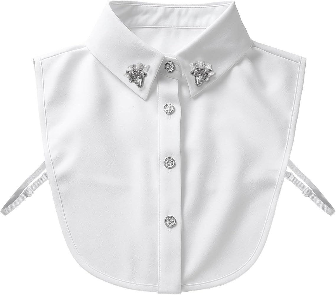 Handcrafted Faux Diamond and Pearl Fake Collar, Detachable Dickey Collars, Faux Collar Lapel, Fal... | Amazon (US)