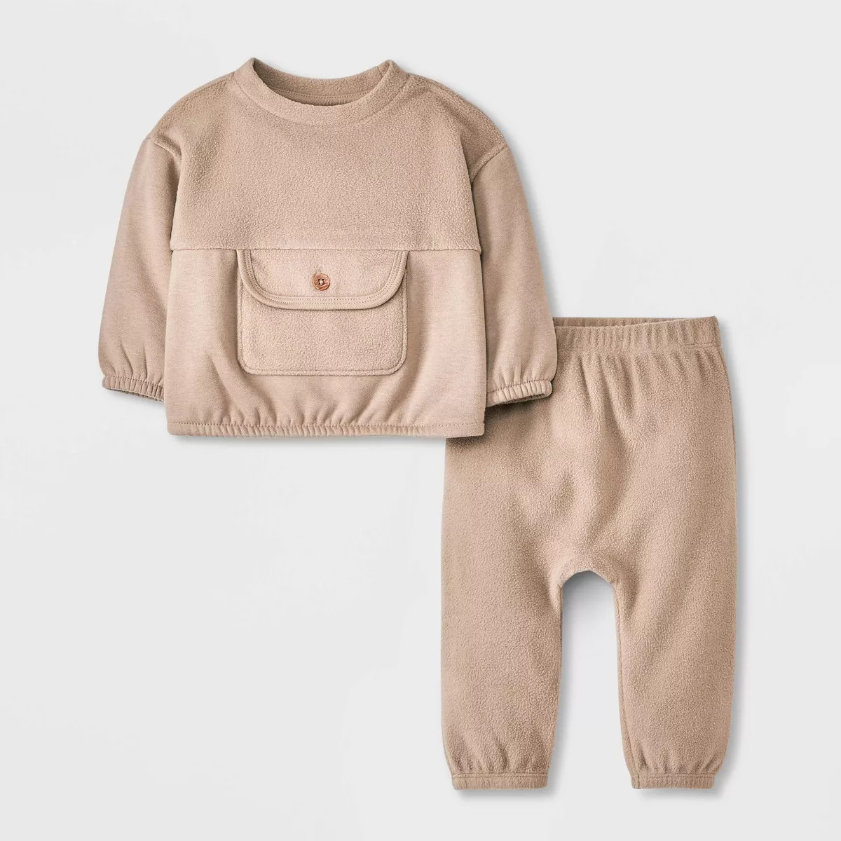 Baby Boys' Pocket Cozy Fleece Top + Bottom Set - Cat & Jack™ Gray | Target
