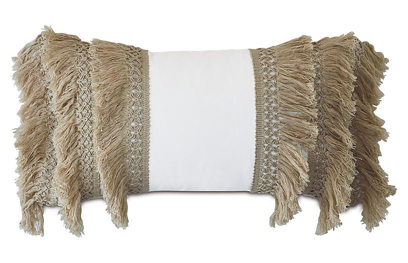 Callie Lumbar Pillow, White/Natural | One Kings Lane