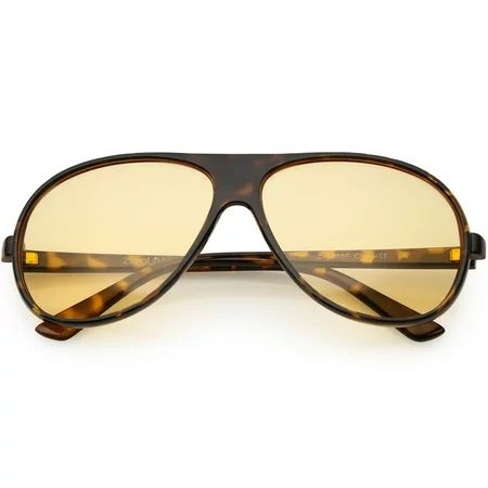 Retro Oversize Flat Top Aviator Sunglasses Teardrop Lens 64mm (Tortoise / Orange) | Walmart (US)