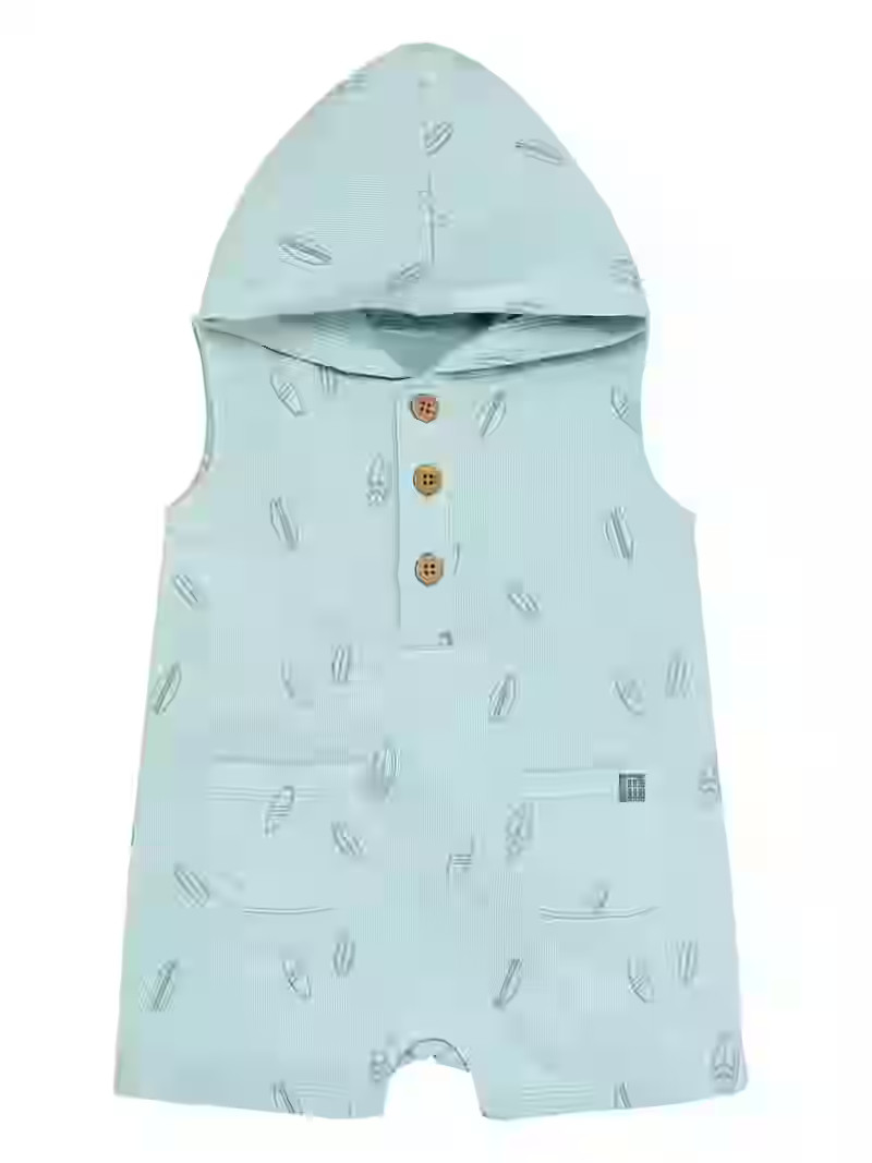 Modern Moments by Gerber Baby Boy Cotton Hooded Sleeveless Romper, Sizes 0/3 Months - 24 Months | Walmart (US)