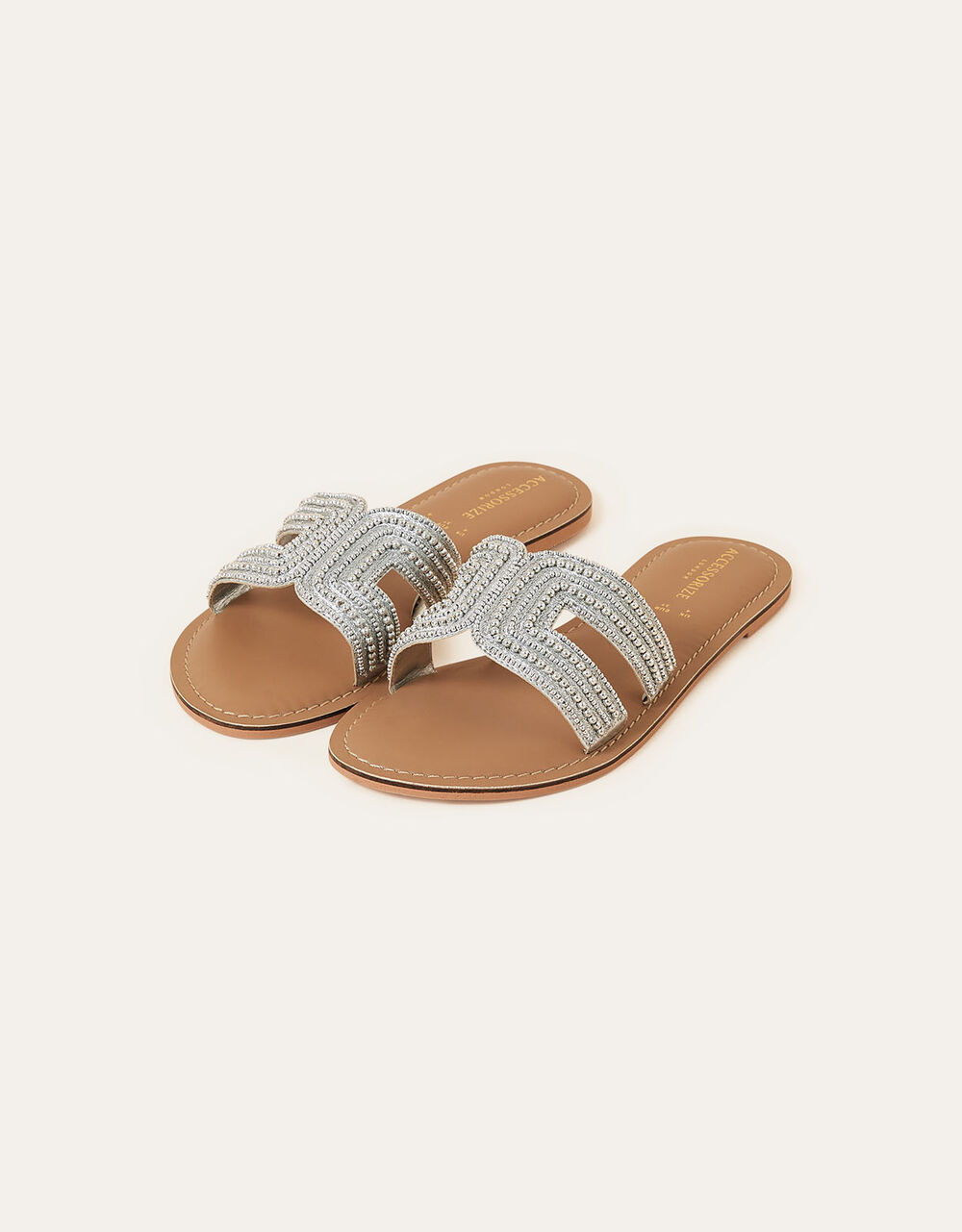 Bella Beaded Sliders Silver | Accessorize (Global)